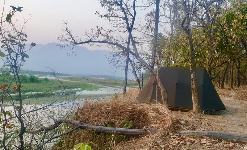 Camping tent inside Chitwan Jungle